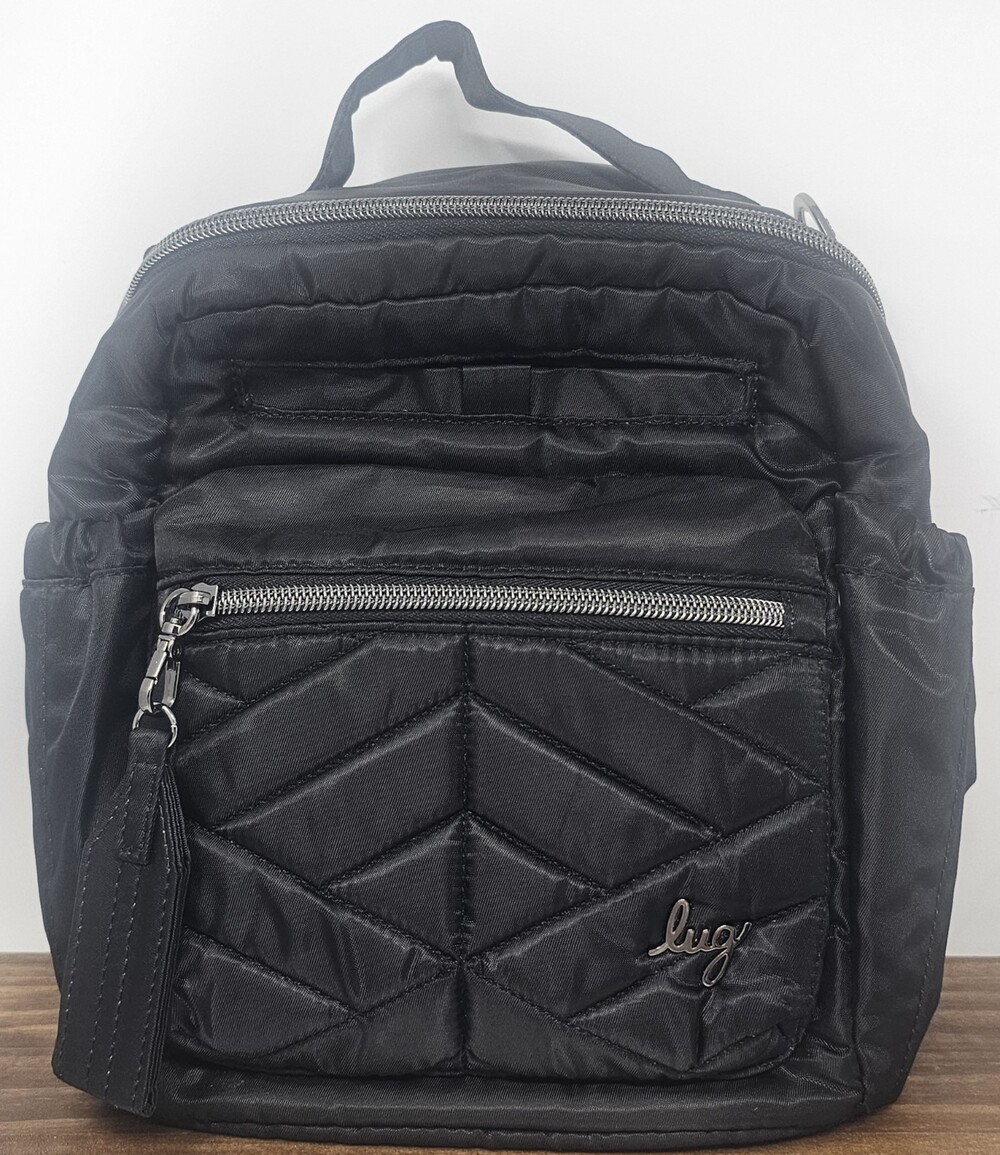 LUG Alpine Midnight Black Crossbody Quilted Medium Bag With Top Handle